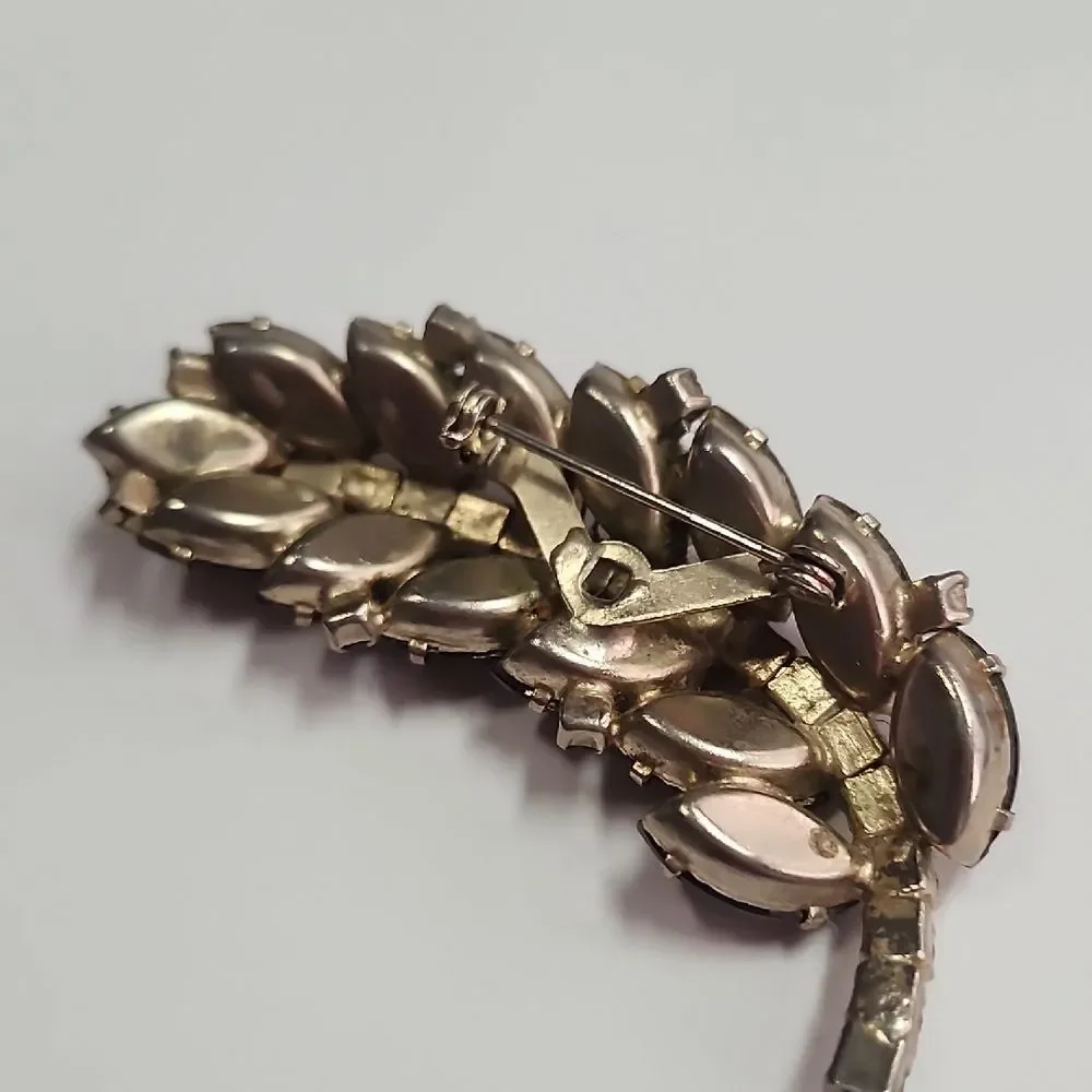 Mid Century Root Beer AB Crystal Rhinestone Brooch